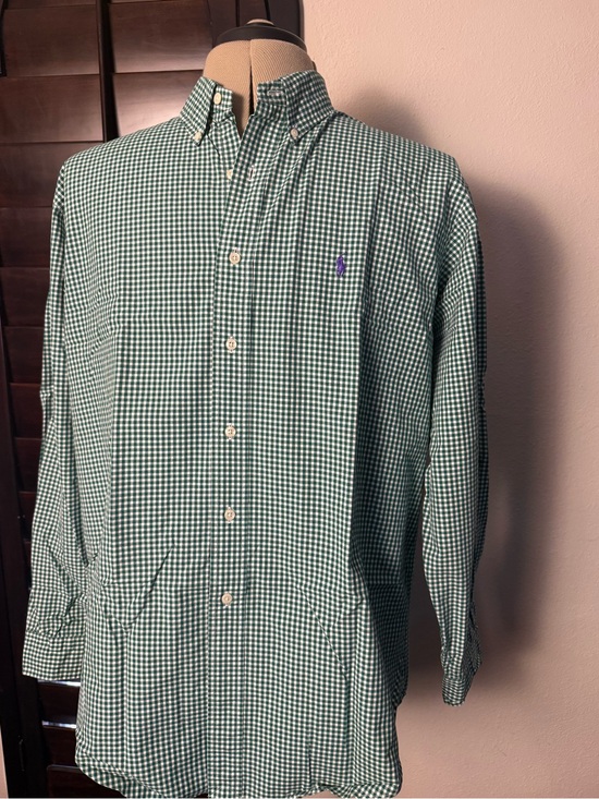 Polo Ralph Lauren Other - Polo Ralph Lauren Men's L Green Gingham Purple Pony Button-Down Shirt